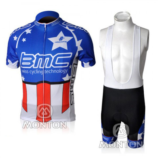 2010 Maillot BMC Tirantes Mangas Cortas Azul